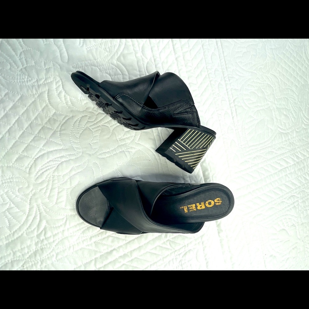 NWOB Sorel Nadia geometric leather mules •7• - Picture 4 of 11